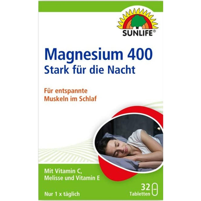 Вітаміни SUNLIFE (Санлайф) Magnesium 400 Stark fur die Nacht таблетки для здорового сну 32 шт